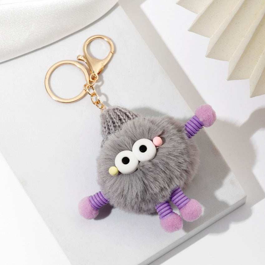 Cute Wool Hat Small Coal Ball Keychain