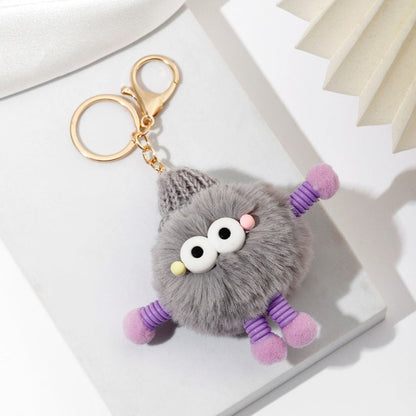 Cute Wool Hat Small Coal Ball Keychain