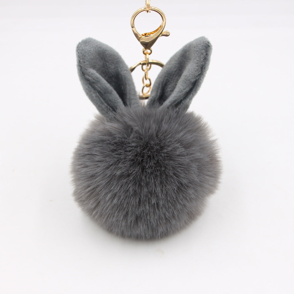 Rabbit Ears Fur Ball Keychain Plush