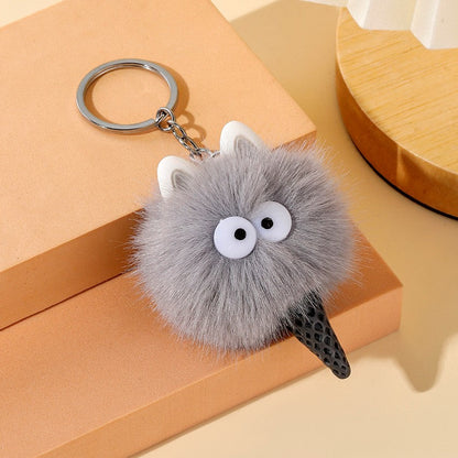 Cartoon Ice Cream Plush Keychain