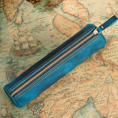 Vintage Genuine Leather Pencil Case