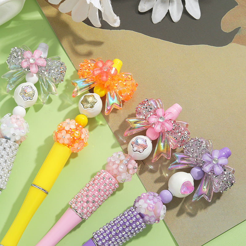 Beaded Pens Colorful Handmade Beaded Twisting Flower Butterfly