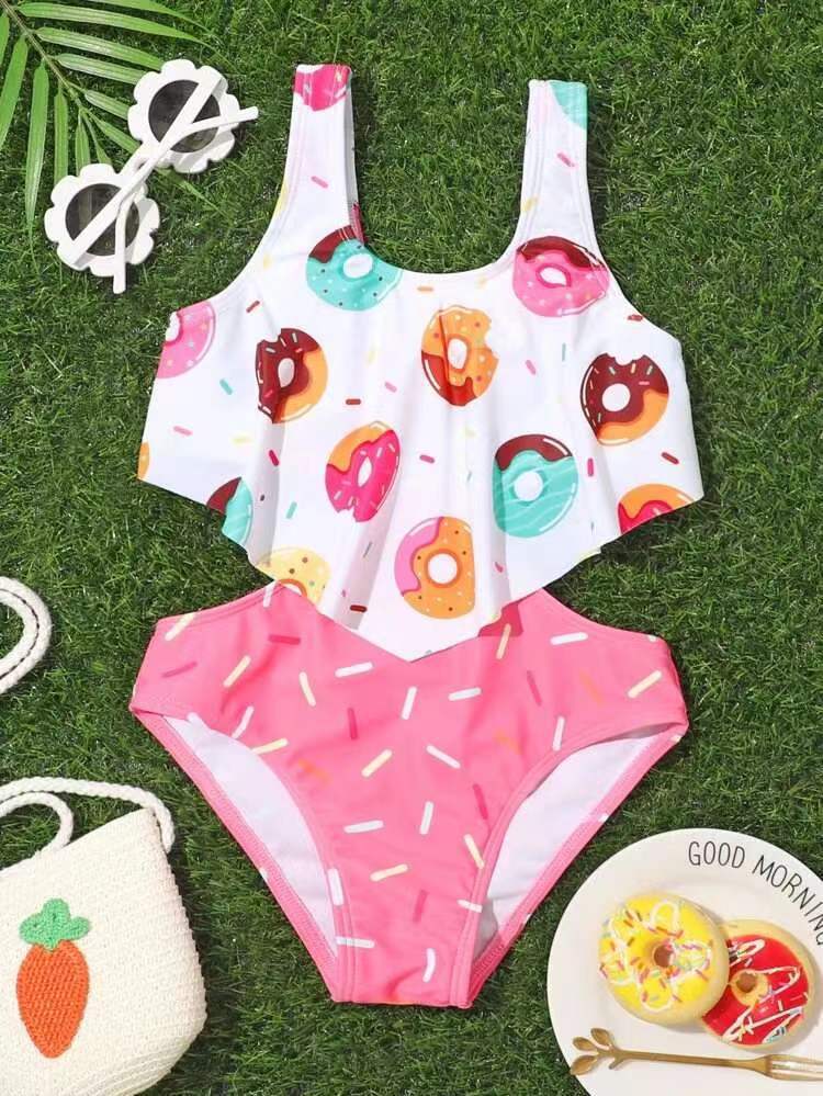 Baby One-Piece Donut Backless Multicolor Split Swimwear