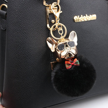 New Creative Sunglasses French Dou Plush Ball Keychain
