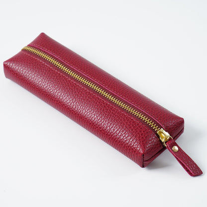 Cowhide Lychee Pattern Pencil Bag