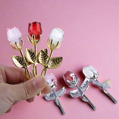 Metal Pole Crystal Rose Handicraft Ornaments