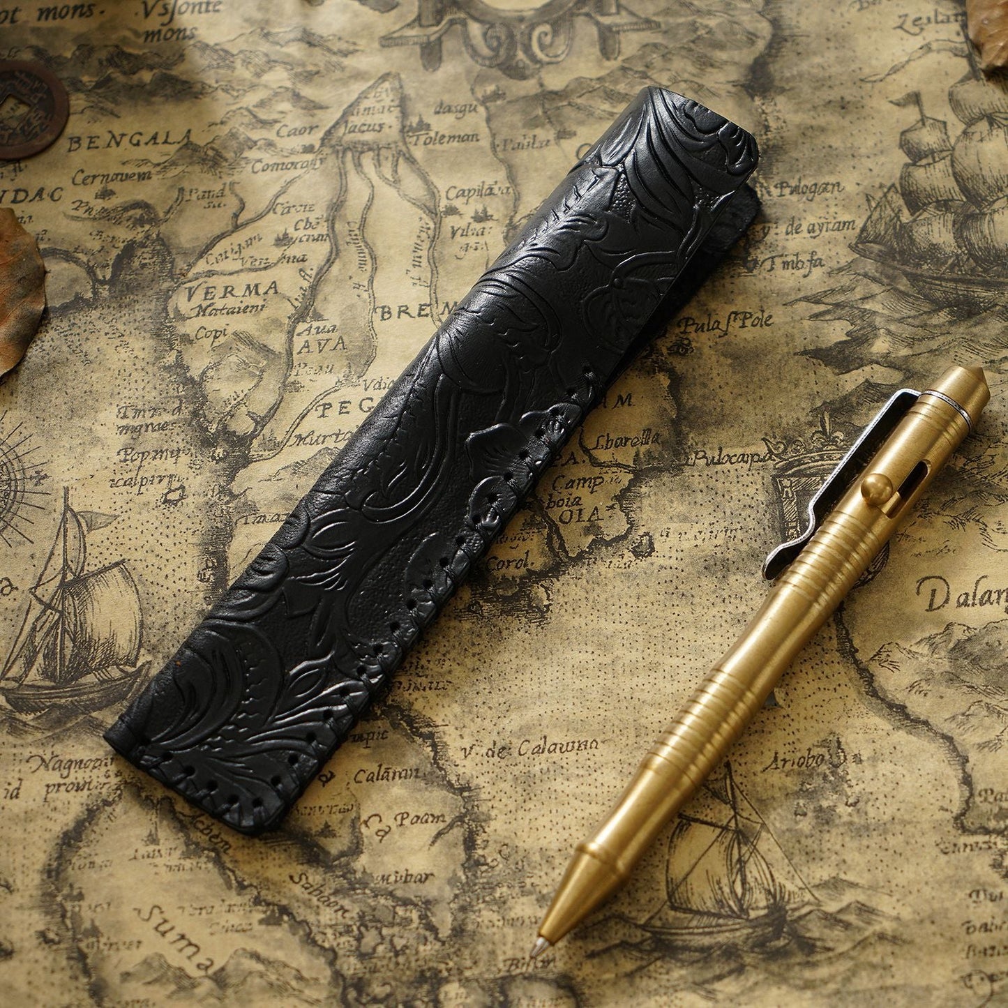 Retro Pure Handmade Head Layer Cowhide Creative Pen Bag