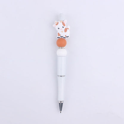 Handmade Beaded Pen Cartoon Animal Cow Silicone Beaded