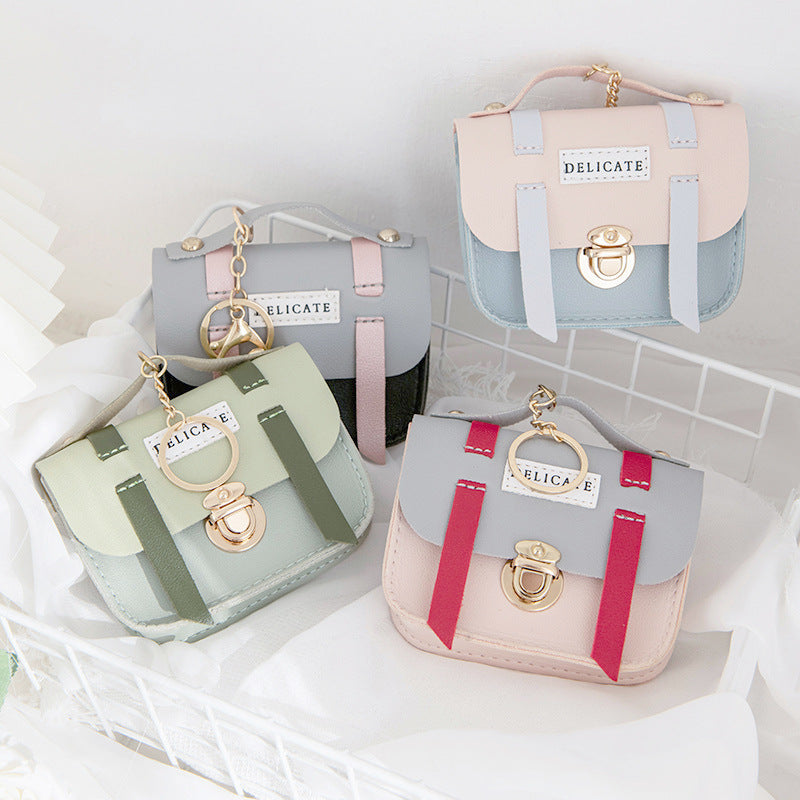 Cute Creative Mini Compact Lock Coin Bag Keychain