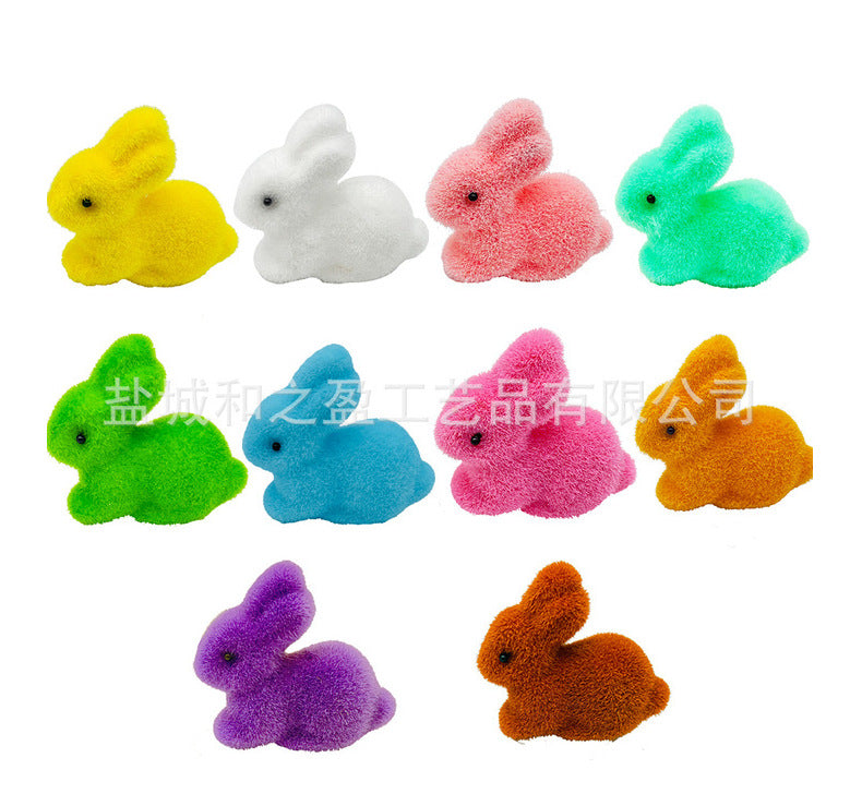 Small Easter Rabbit Foam Colored Flocking Rabbit