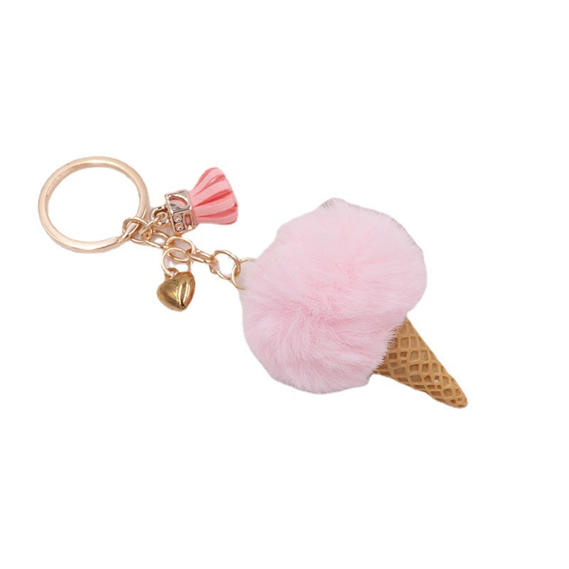 Cartoon Plush Ice Cream Keychain