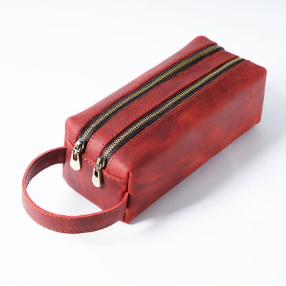 Leather Simple Large -capacity Creative Double -layer Zipper Bag