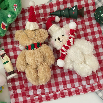 Christmas Bear Plush Toy Keychain
