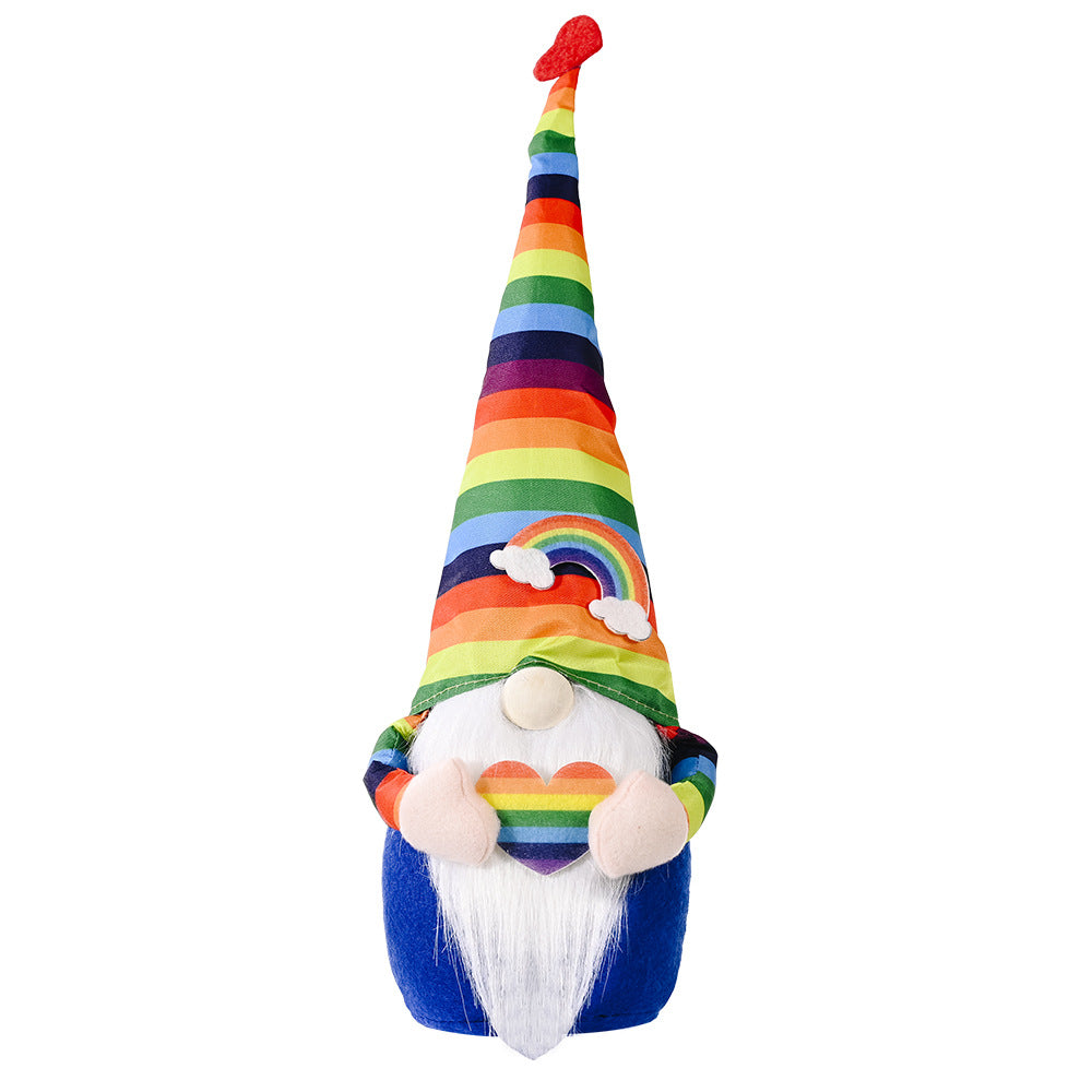 Polyester Knitting Rainbow Elf Rudolph Faceless Doll Colorful