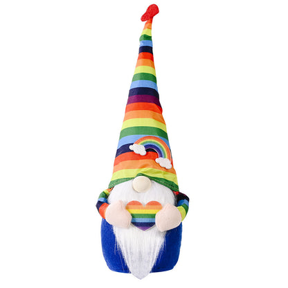 Polyester Knitting Rainbow Elf Rudolph Faceless Doll Colorful