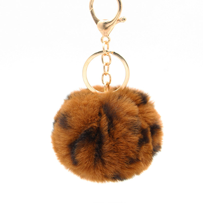Polyester Leopard Fur Ball Keychain