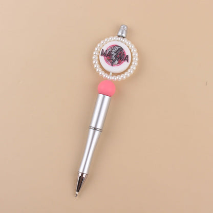 Cartoon Round Print Beaded Gold Silver Plastic Ballpoint