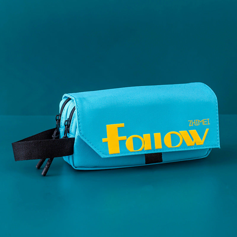 Simple Large Capacity Solid Color Canvas Pencil Case