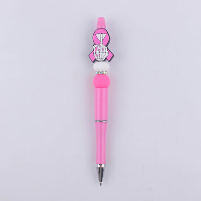 Pink Girls Silicone Beads Beaded Ballpoint Pen
