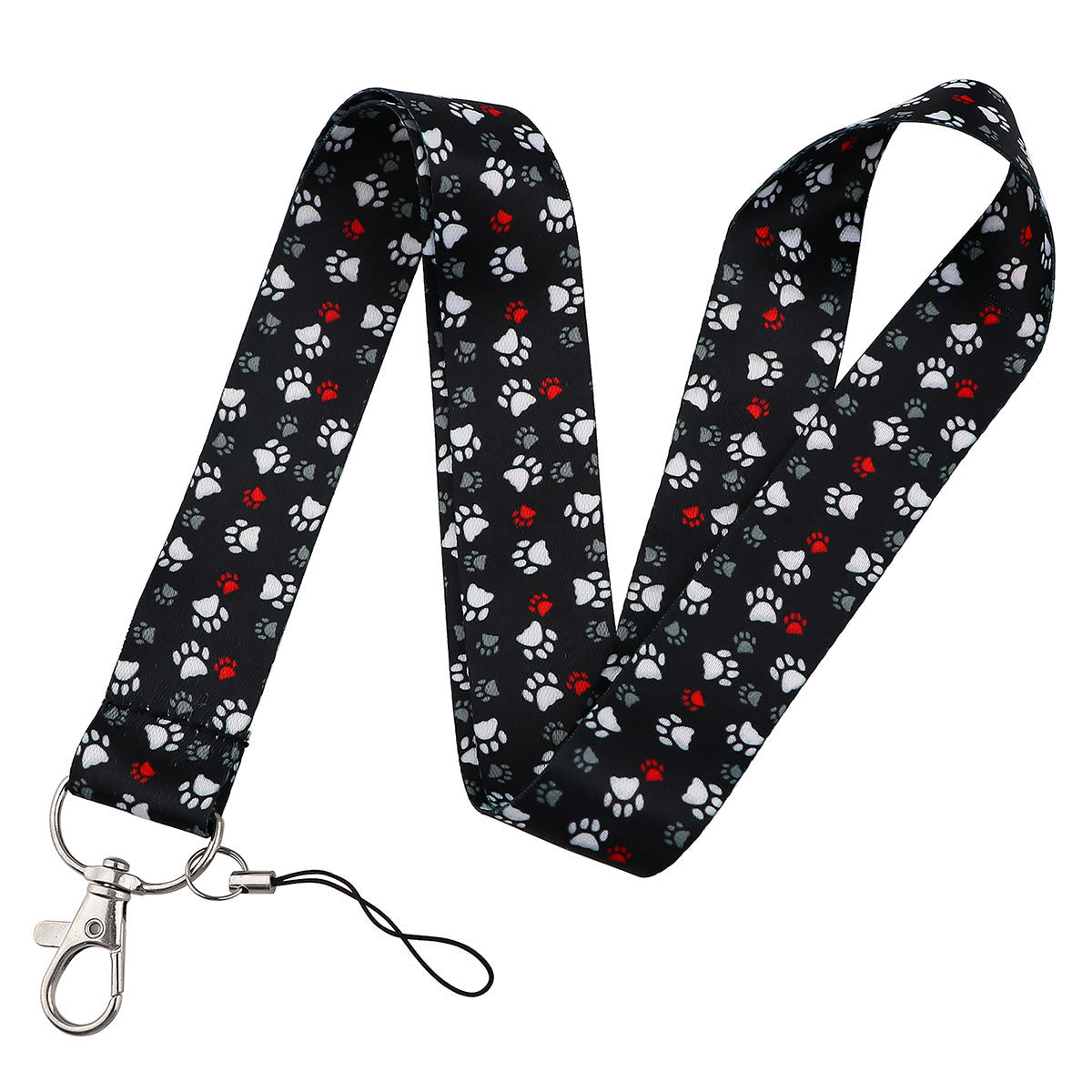 Puppy paw print card holder mobile phone lanyard keychain