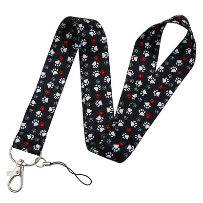 Puppy paw print card holder mobile phone lanyard keychain