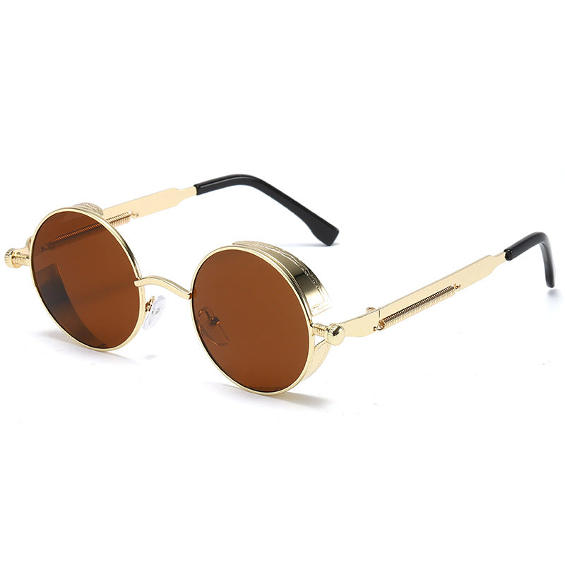 Neutrals Punk Fashion Round Retro Sunglasses
