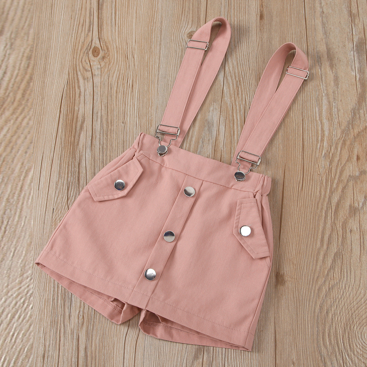 Round Neck Top with Detachable Strap Culottes Baby Clothes