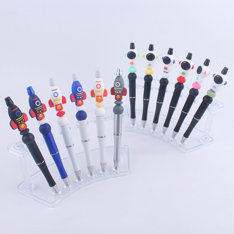 Handmade Bead Pen Cartoon Rocket Astronaut Silicone Ballpoint