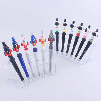 Handmade Bead Pen Cartoon Rocket Astronaut Silicone Ballpoint