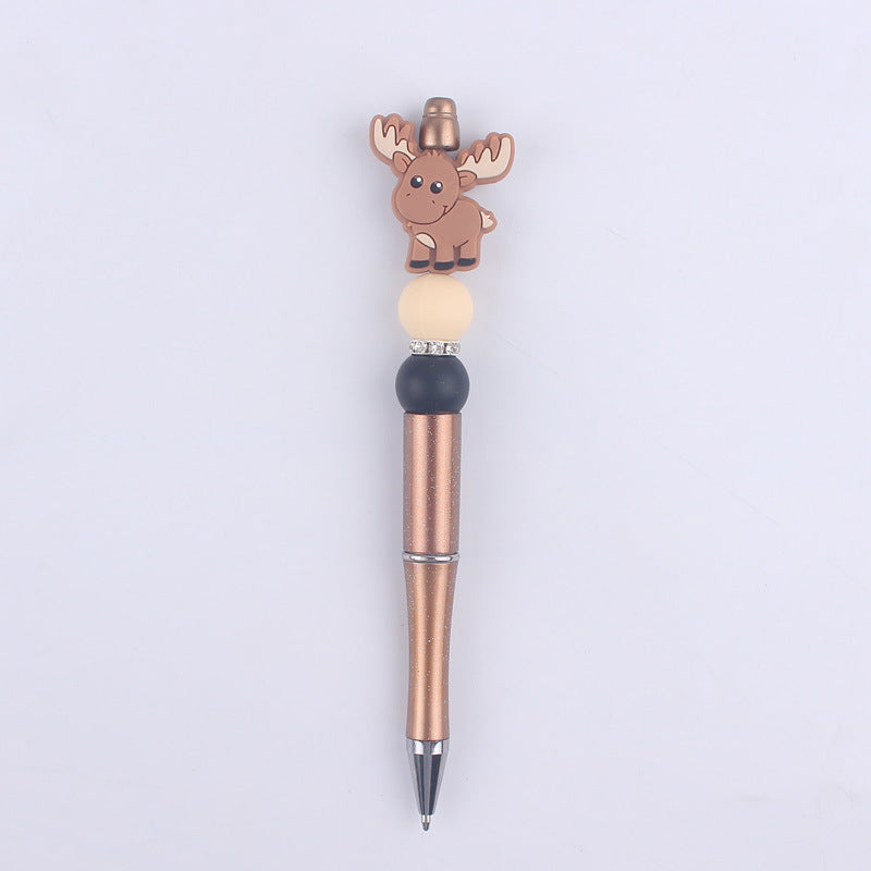 Handmade Beaded Pen Cartoon Animal Cow Silicone Beaded