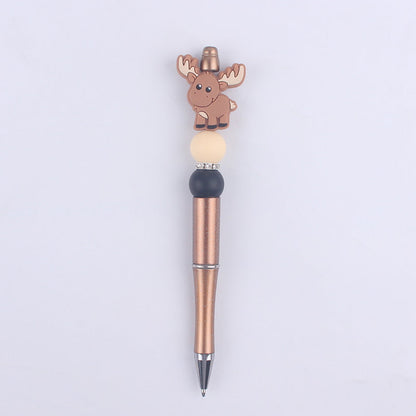 Handmade Beaded Pen Cartoon Animal Cow Silicone Beaded