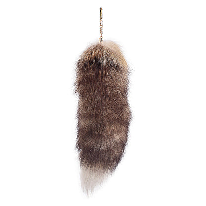 of Oversized Fox Hair Pendant Keychains
