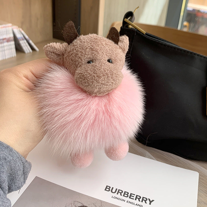 Cute Cow Plush Keychain