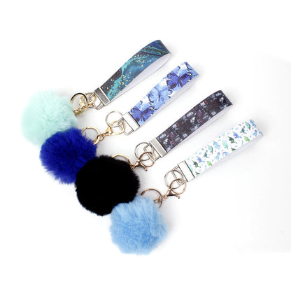 PU Leather Fur Ball Keychain
