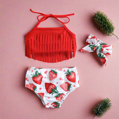 Children's Summer Fruit Swimwear + Bandana Split Swimwear