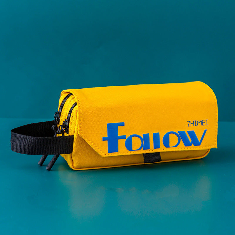 Simple Large Capacity Solid Color Canvas Pencil Case