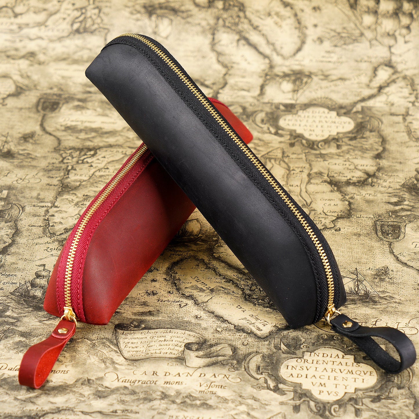 Extend The Head Layer Cowhide Simple Pen Bag