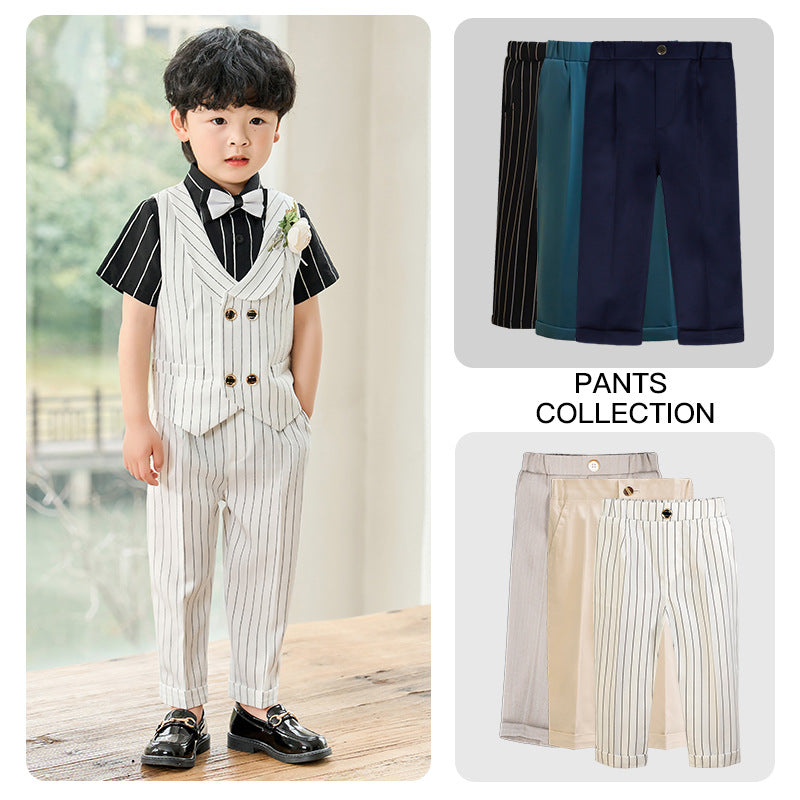Wholesale of Spring and Autumn Children's Polyester Casual Striped Suit Pants