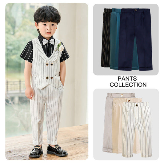 Wholesale of Spring and Autumn Children's Polyester Casual Striped Suit Pants