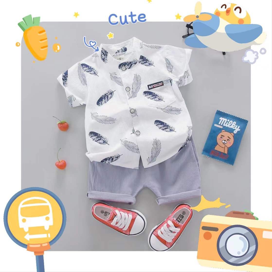 Cotton Cartoon Triceratops Series Infant Set