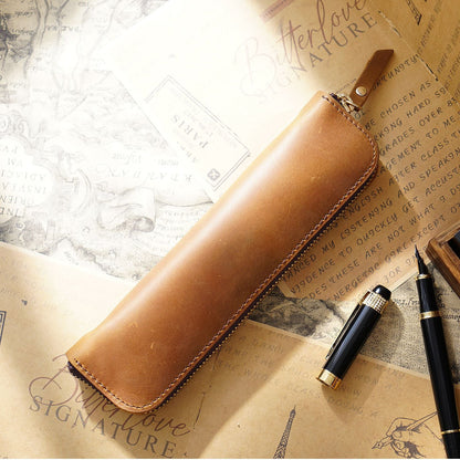 Leather Zipper Zipper Mini Small Portable Simple Pen Bag