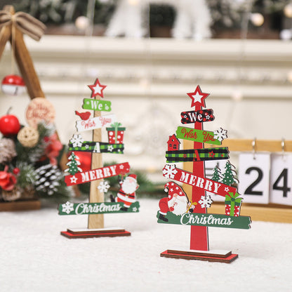 Christmas Decorations Mini Desktop Christmas Tree Wooden Ornaments