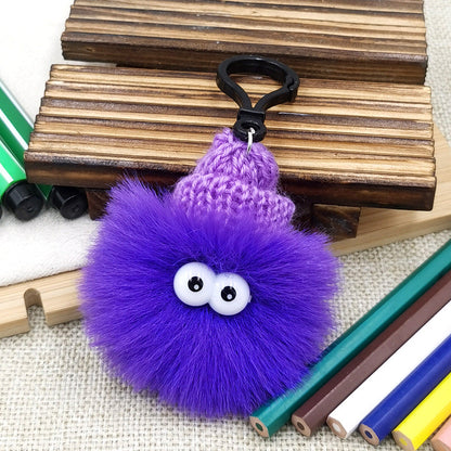Small Briquettes Imitation Rabbit Fur Key Chain