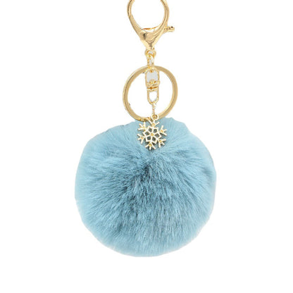 Christmas Snowflake Plush Ball Keychain