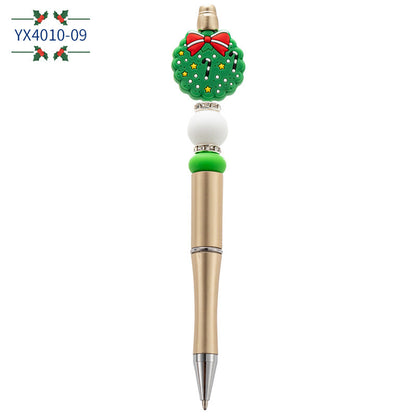 Christmas Cartoon Silicone Handmade Beaded Pen Ballpoint Pen