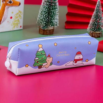 PU Cartoon Christmas Pencil Bags
