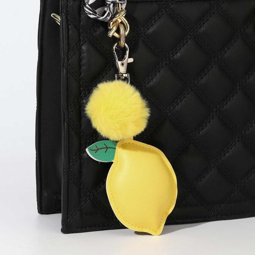 Cotton Filled Leather Fruit Keychain