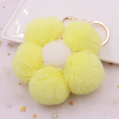 Plush Flower Ball Keychains