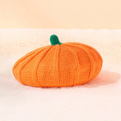 Parent-child Hats Halloween Pumpkin Acrylic Beret Knitted Hats