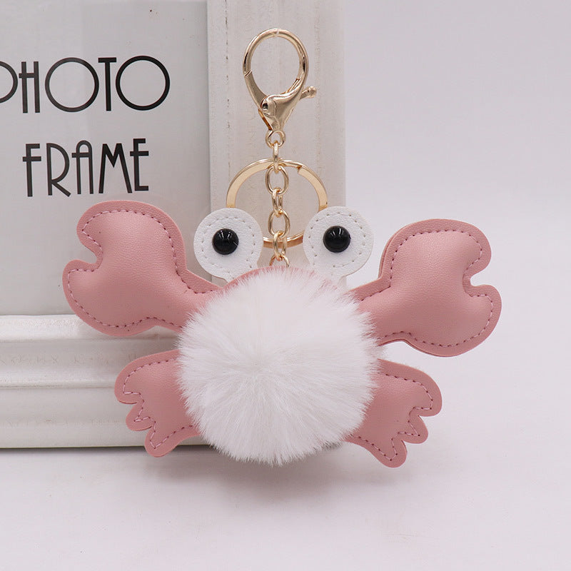 Cartoon Plush Ball Crab Keychain